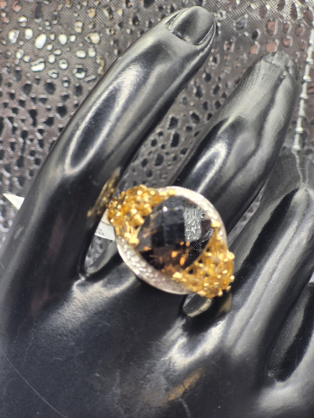 Beautiful Smoky Brown Topaz And Yellow Citrine On Both Shanks Of The Ring